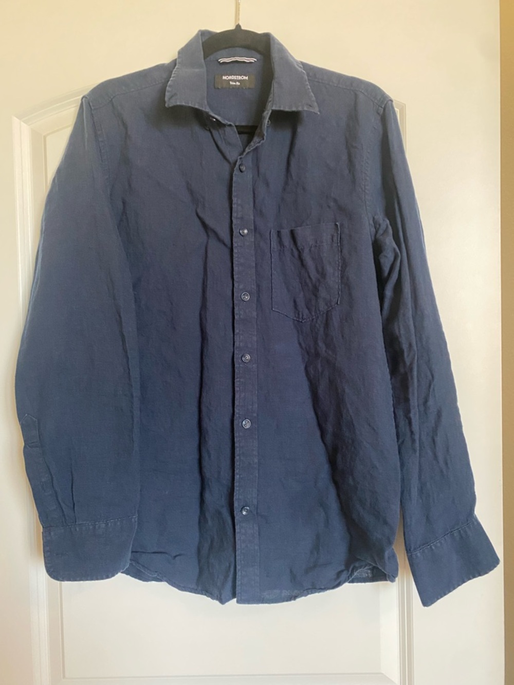 Nordstrom Trim Fit Men's Navy Button-Down Long Sleeve Shirt